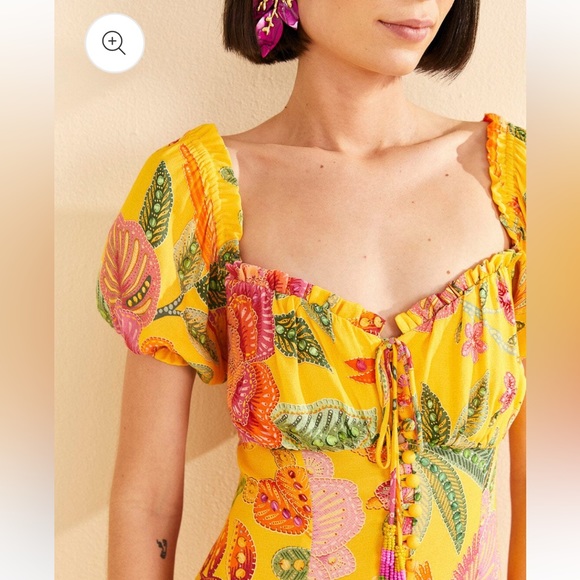 Farm Rio MACAW BLOOM YELLOW MIDI
DRESS Large - Picture 2 of 7
